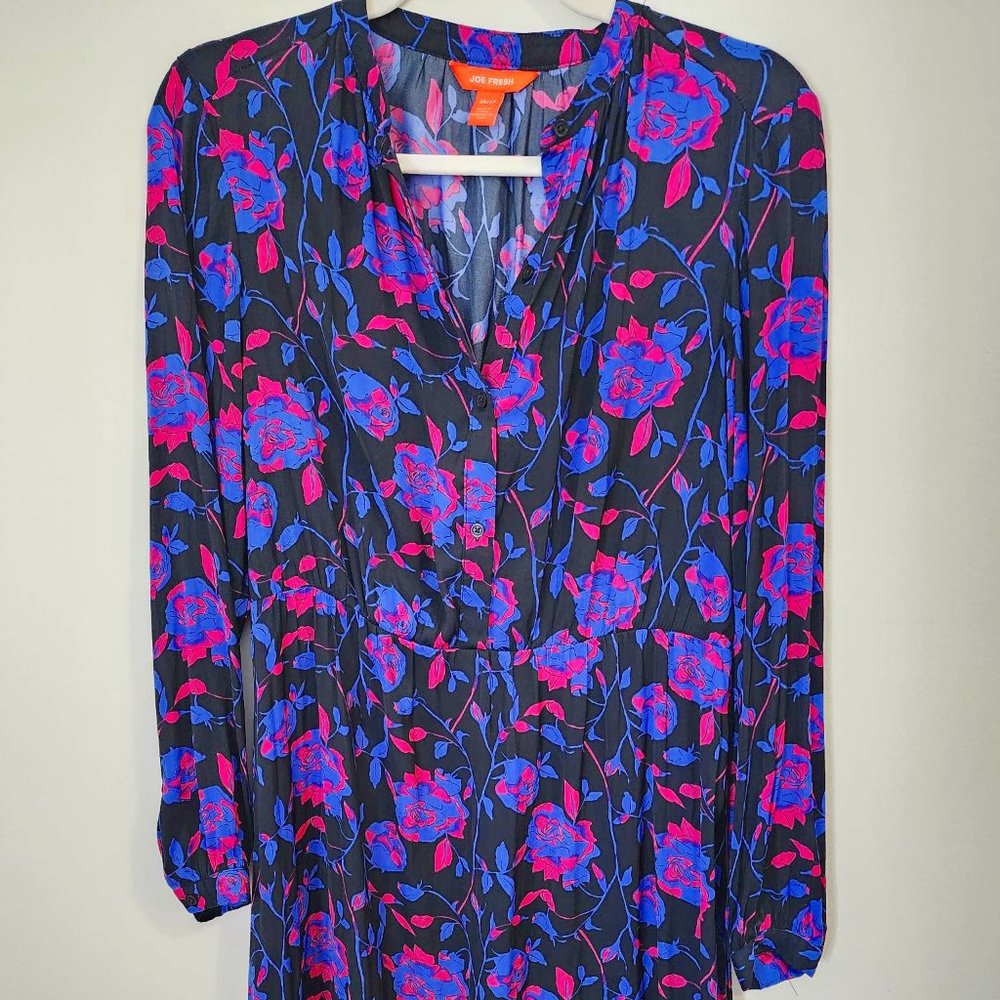 Joe Fresh Vintage Dress, Floral, Summer Vibe, Long sleeves Dress, Size Small